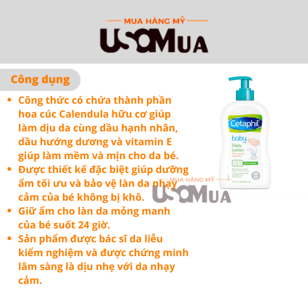 Lotion Dưỡng Da CETAPHIL Baby With Organic Calendula Face & Body For Baby