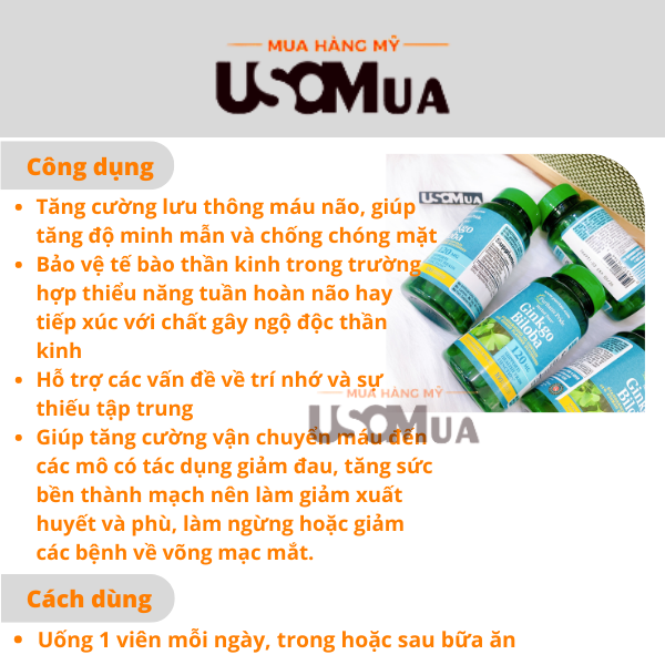 Viên Uống Bổ Não PURITAN’S PRIDE Ginkgo Biloba 120mg