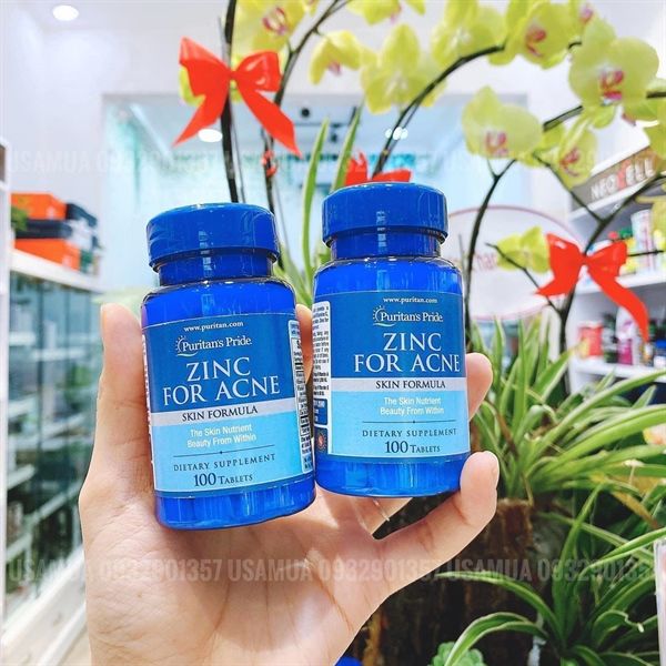 Viên Uống Kẽm Ngừa Mụn PURITAN'S PRIDE ZinC For Acne Skin Formula