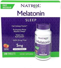 Viên Ngậm Giúp Ngủ Ngon NATROL Melatonin Sleep 5mg, Strawberry, 250 Viên