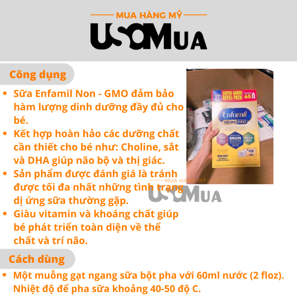 Sữa Bột MEAD JOHNSON Enfamil Neuro Pro Non-GMO Cho Bé 0-12 Tháng, 1.03kg (2 Gói x 516g)