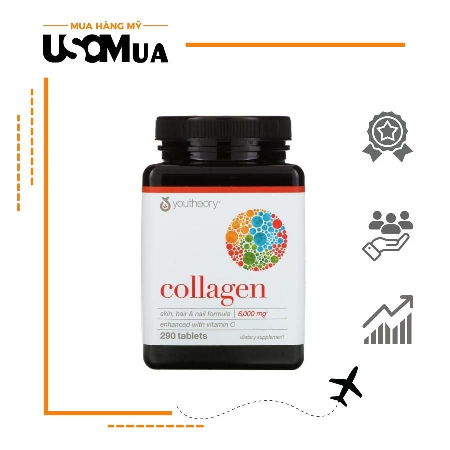 Viên Uống Collagen YOUTHEORY Enhanced Formula Collagen Biotin 6000mg