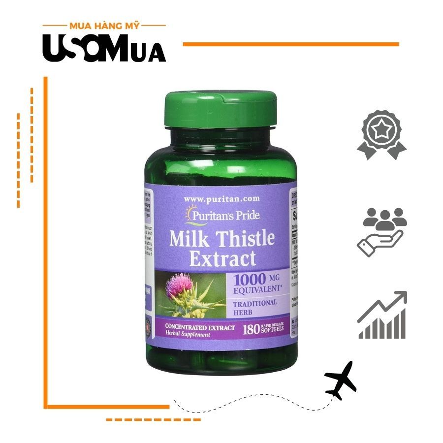 Viên Uống Giải Độc Gan, Bổ Gan PURITAN'S PRIDE Milk Thistle Extract 1000mg