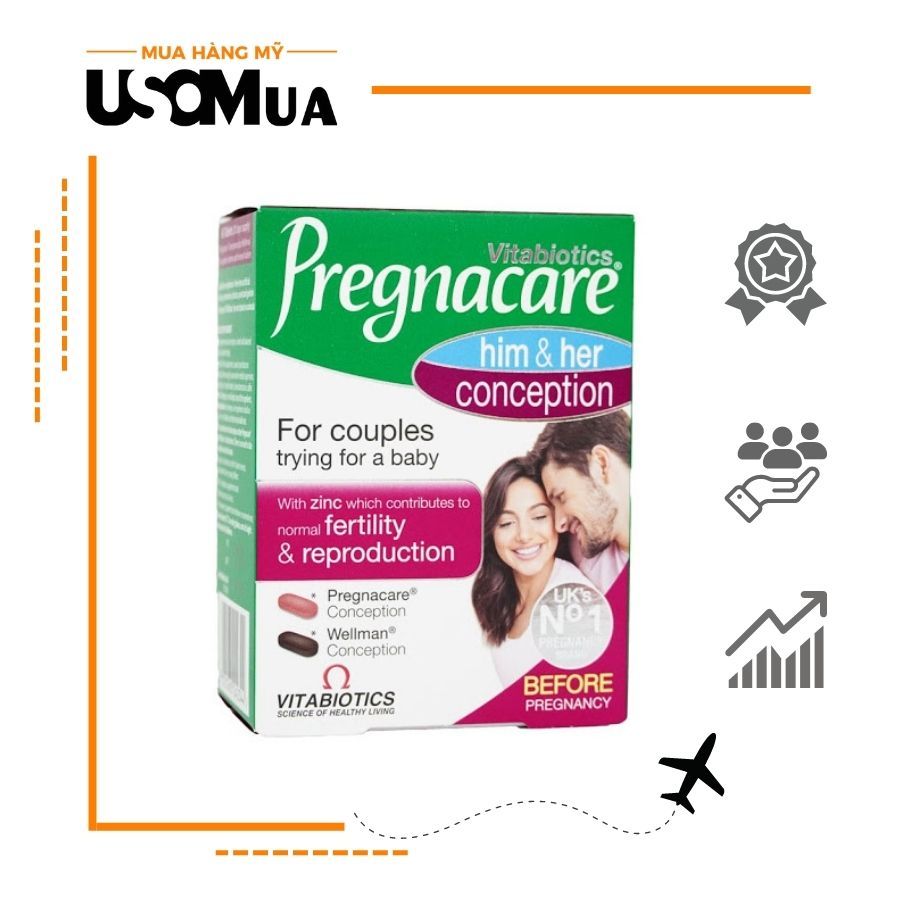 Viên Uống Tăng Khả Năng Thụ Thai VITABIOTIC Pregnacare Him & Her Conception