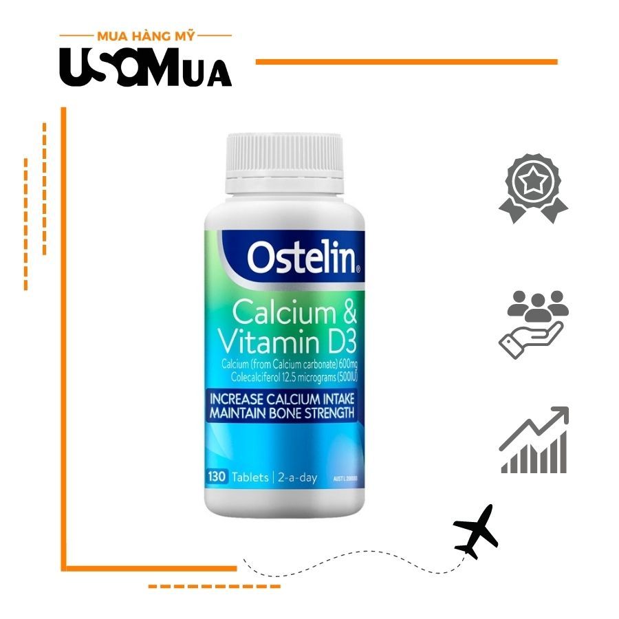 Viên Uống Bổ Sung Canxi Úc OSTELIN Calcium & Vitamin D3