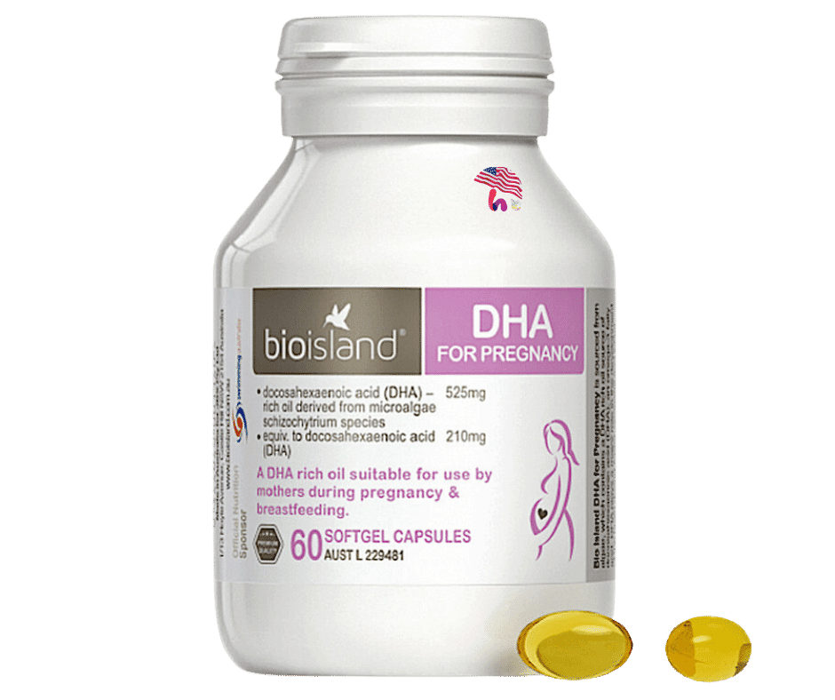  DHA bầu Bioisland for Pregnancy 60 viên màu hồng 