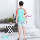  Đồ Bơi Cho Bé Trai Tay Ngắn Họa Tiết Dễ Thương Kèm Nón (30kg - 50kg) 