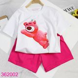 Bộ Tay Ngắn Quần Short In Gấu Dâu Xinh Xắn Size Đại (45kg-65kg)