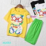 Bộ Bé Gái Áo Tay Ngắn Quần Lửng In Chú Gấu Dễ Thương (26kg-55kg)