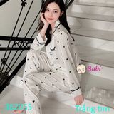 Bộ Pijama Lụa Tay Dài Quần Dài Size Đại (42kg-57kg)