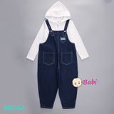  Set Bộ Quần Yếm Jean Dài Kèm Áo Hooddie Bé Gái Sành Điệu (30kg - 50kg) 