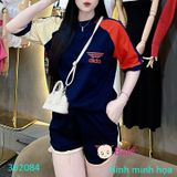 Bộ Bé Trai Bé Gái Tay Ngắn Quần Short In Logo Sành Điệu (11kg-45kg)