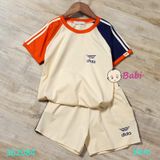 Bộ Bé Trai Bé Gái Tay Ngắn Quần Short In Logo Sành Điệu (11kg-45kg)
