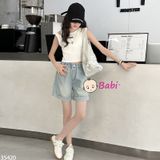 Quần Jeans short Đùi Bé Gái Thêu Nơ (26kg - 45kg)