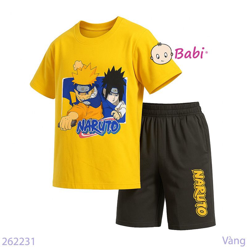 Bộ Thun Bé Trai Tay Ngắn Quần Lửng Chữ Naruto (30kg - 55kg)