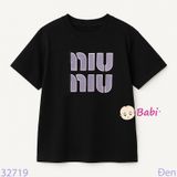 Áo Thun Tay Ngắn Chữ M.i.u.M.i.u Cho Mẹ Và Bé (23kg - 75kg)