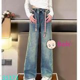 Quần Jean Suông Bé Gái Thêu Nơ Xinh Xắn (30kg - 45kg)