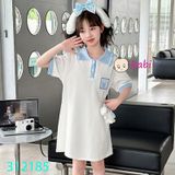 Đầm Suông Cổ Somi Bé Gái Thêu Hoạt Hình Kuromi (30-47kg)