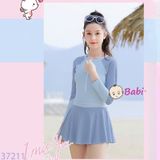 Bộ Bơi Bé Gái Tay Dài Váy Liền Mảnh M20 (26-47kg)