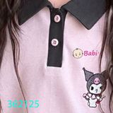 Bộ Bé Gái Cổ Somi Quần Short Thun Thêu Hình Kuromi Dễ Thương (35 - 50kg)