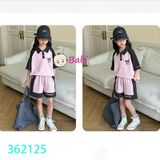 Bộ Bé Gái Cổ Somi Quần Short Thun Thêu Hình Kuromi Dễ Thương (35 - 50kg)