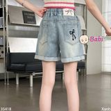 Quần Jeans Short Lửng Bé Gái Thêu Nơ (30kg - 50kg)
