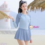 Bộ Bơi Bé Gái Tay Dài Váy Liền Mảnh M20 (26-47kg)