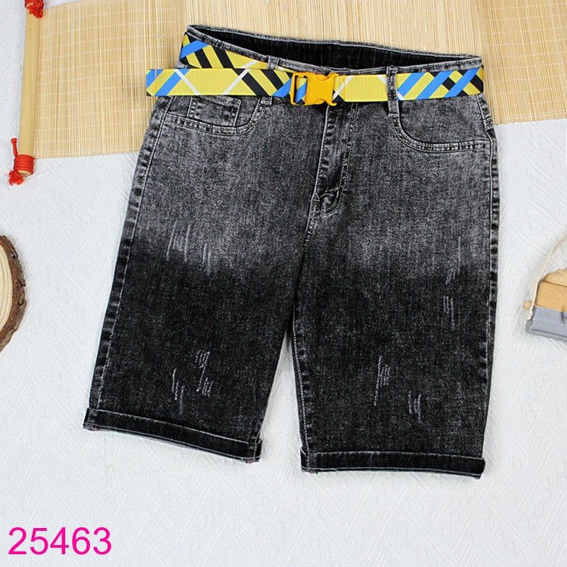 Quần Jeans Lửng Màu Trơn Wash Nhẹ Cho Bé Trai Kèm Dây Nịt (40kg - 55kg)
