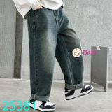 Quần Jeans Baggy Cho Trẻ Em Màu Trơn (35kg - 53kg)
