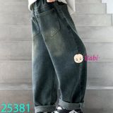 Quần Jeans Baggy Cho Trẻ Em Màu Trơn (35kg - 53kg)
