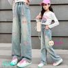 Quần jeans suông dài bé gái M6 (35 - 45kg)