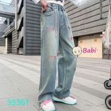 Quần jeans suông dài bé gái M6 (35 - 45kg)