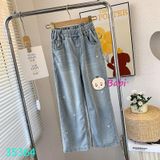 Quần Jeans Suông Dài Bé Gái Thêu Tim (23kg - 45kg)