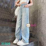 Quần Jeans Suông Dài Bé Gái Thêu Tim (23kg - 45kg)