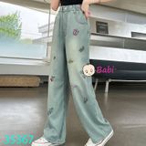 Quần Jeans Suông Dài Thêu Hoa (26kg - 45kg)