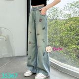 Quần Jeans Suông Dài Thêu Hoa (26kg - 45kg)
