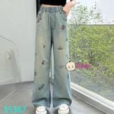 Quần Jeans Suông Dài Thêu Hoa (26kg - 45kg)