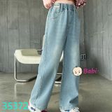 Quần Jean Suông Bé Gái Thêu Chữ Xinh Xắn (35kg - 50kg)