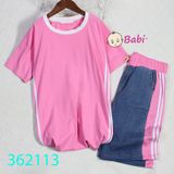 Set Bộ Áo Thun Quần Short Jeans BG Size Đại (50kg - 80kg)