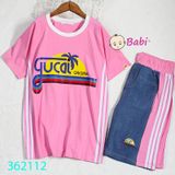 Set Bộ Áo Thun Cotton In Hình Quần Short Jeans Cho Bé Size Đại (50kg - 80kg)