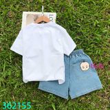 Bộ Jean Đùi Bé Gái In La Bu Bu Dễ Thương (26kg - 75kg)