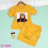  Set Bộ Cho Bé Gái Áo Croptop In Hình Cô Gái mix Chân Váy Sành Điệu (9 tháng - 11 tuổi) 