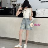 Quần Jeans short Đùi Bé Gái Thêu Nơ (26kg - 45kg)