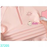 Bộ Bơi Bé Gái Tay Dài In Chữ Màu Hồng Cam (30-55kg)