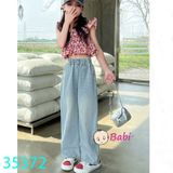 Quần Jean Suông Bé Gái Thêu Chữ Xinh Xắn (35kg - 50kg)