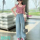 Quần Jean Suông Bé Gái Thêu Chữ Xinh Xắn (35kg - 50kg)