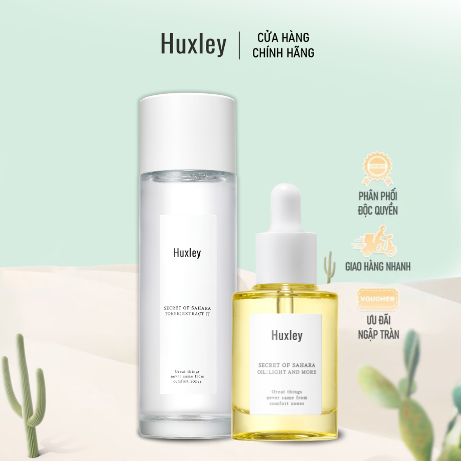 Combo dưỡng ẩm & làm sáng da Huxley Toner Extract It 120ml & Huxley Oil Light and More 30ml