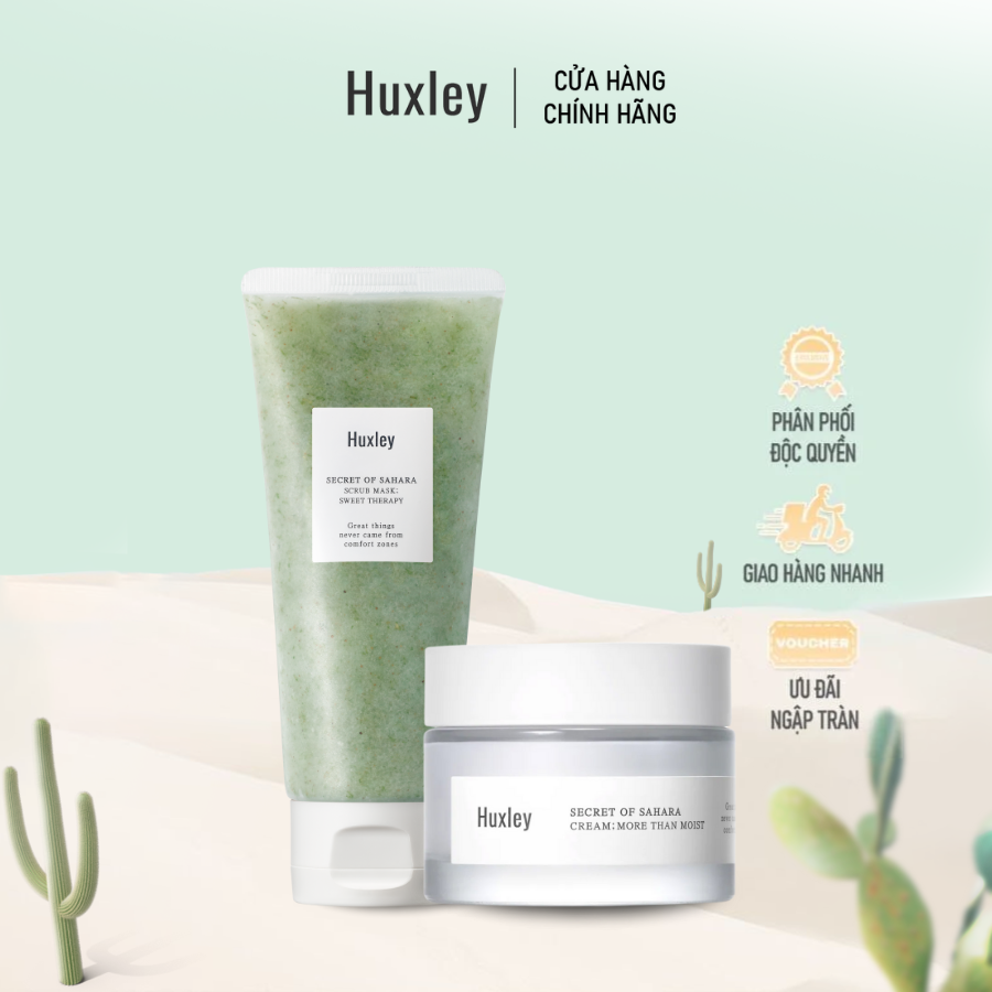 Combo Tẩy Tế Bào Chết Huxley Scrub Mask & Kem Dưỡng Ẩm Tối Ưu Huxley Cream More Than Moist 50ml