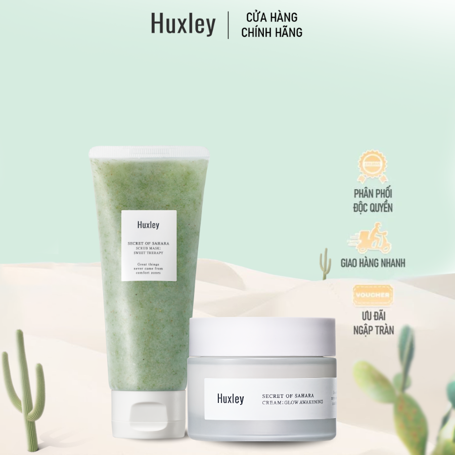 Combo Tẩy Tế Bào Chết Huxley Scrub Mask & Kem Dưỡng Trắng Da Huxley Cream Glow Awakening 50ml