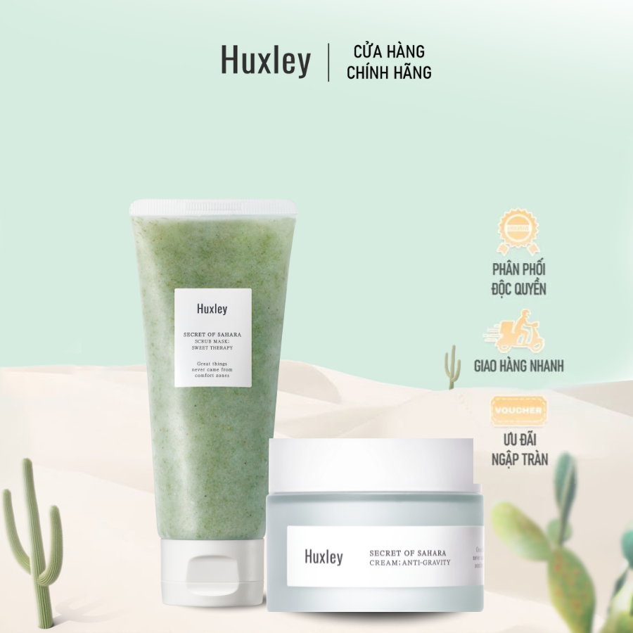 Combo Tẩy Tế Bào Chết Huxley Scrub Mask & Kem Dưỡng Ẩm Chống Lão Hoá Huxley Cream Anti Gravity 50ml